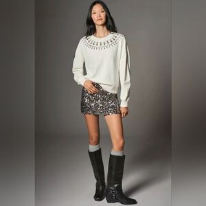 Anthropologie NWT Maeve Long-Sleeve Embellished Sweatshirt